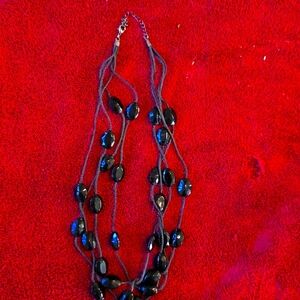 Black Bead Waterfall Necklace